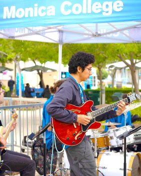 live band playing on campus